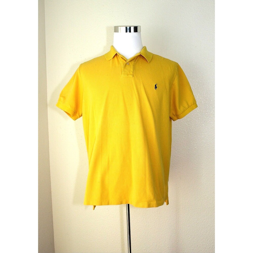 POLO RALPH LAUREN Golf Knit Shirt Sz. XL Yellow 100% Cotton SS Quiet Luxury #03